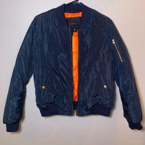 Navy blue bomber jacket